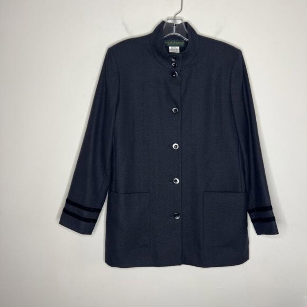 Harve Benard Womens Jacket Size 10 Herringbone Wool Button Up Classic Timeless